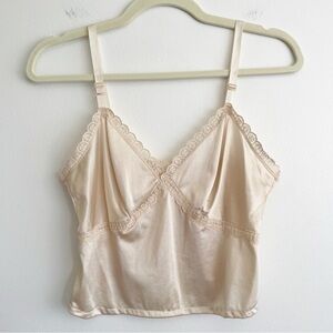 Vintage Sears y2k babydoll cami tank top dainty satin powder pink 90s coquette S